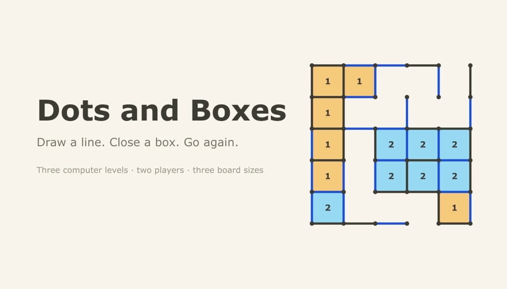 Dots and Boxes — screenshot of the browser game
