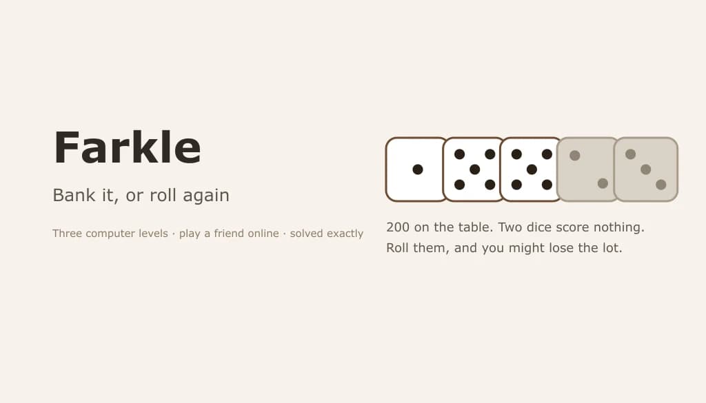 Farkle — screenshot of the browser game