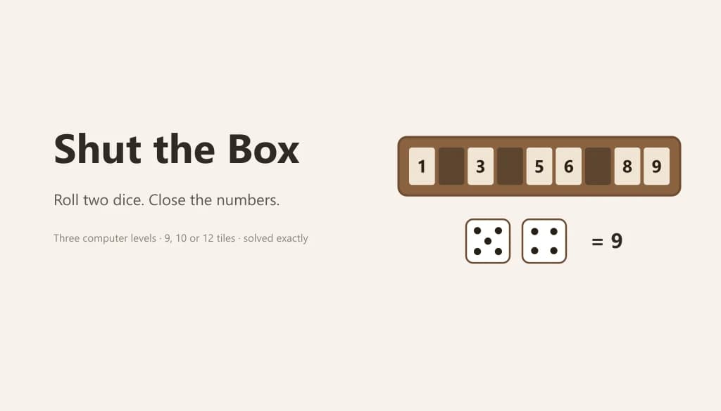 Shut the Box — screenshot of the browser game